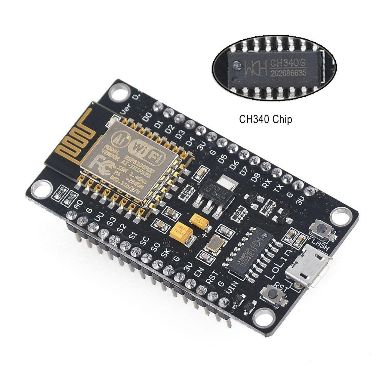 WiFi модуль NodeMcu Lua v3 ESP-12E (ch340) - фото 5 - id-p567475556