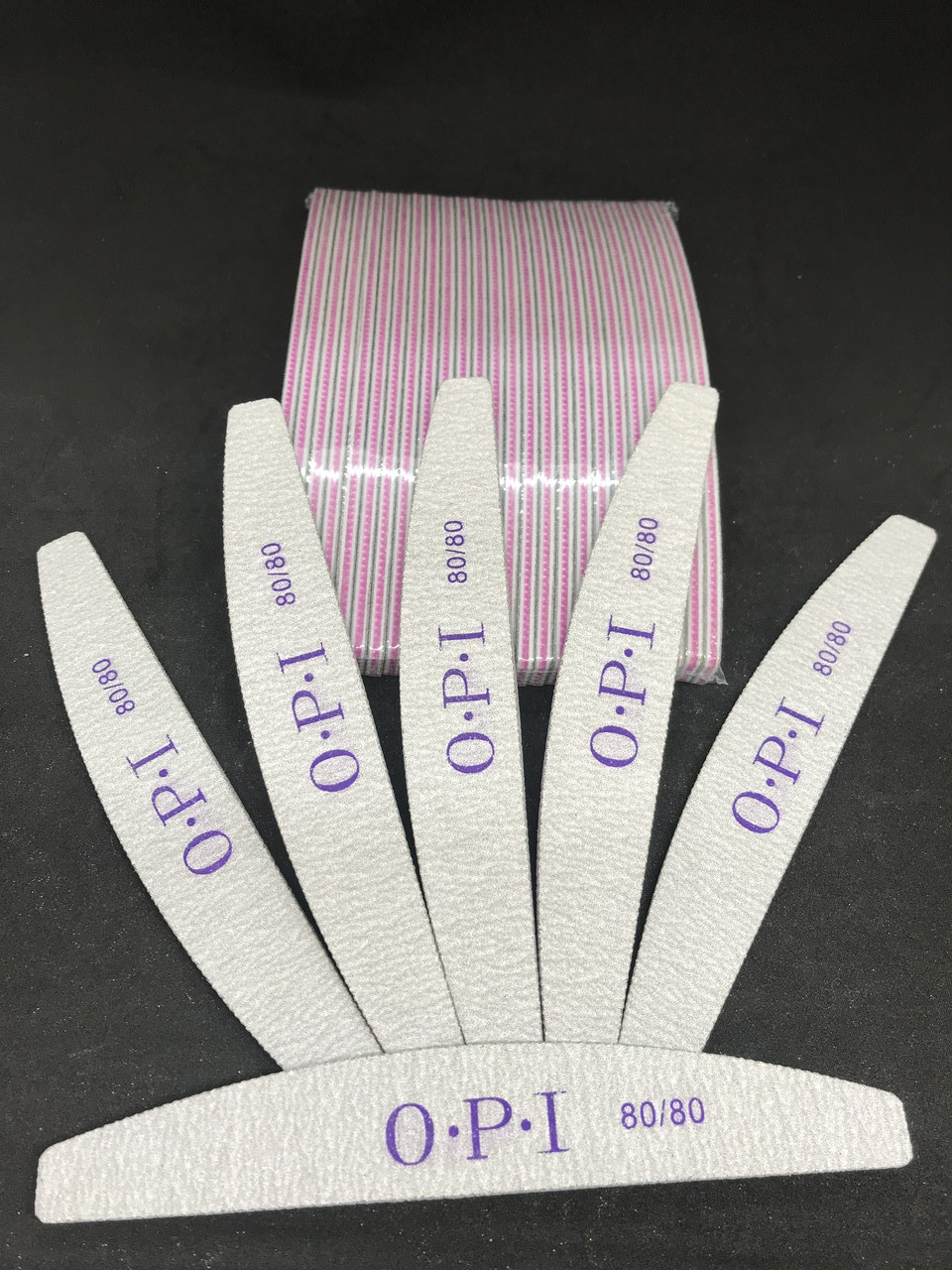 Пилка для нігтів OPI 80/80, півколо, сіра (розмір в асортименті)