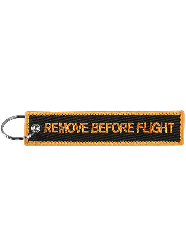 Брелок бирка Remove Before Flight Черно-золотой