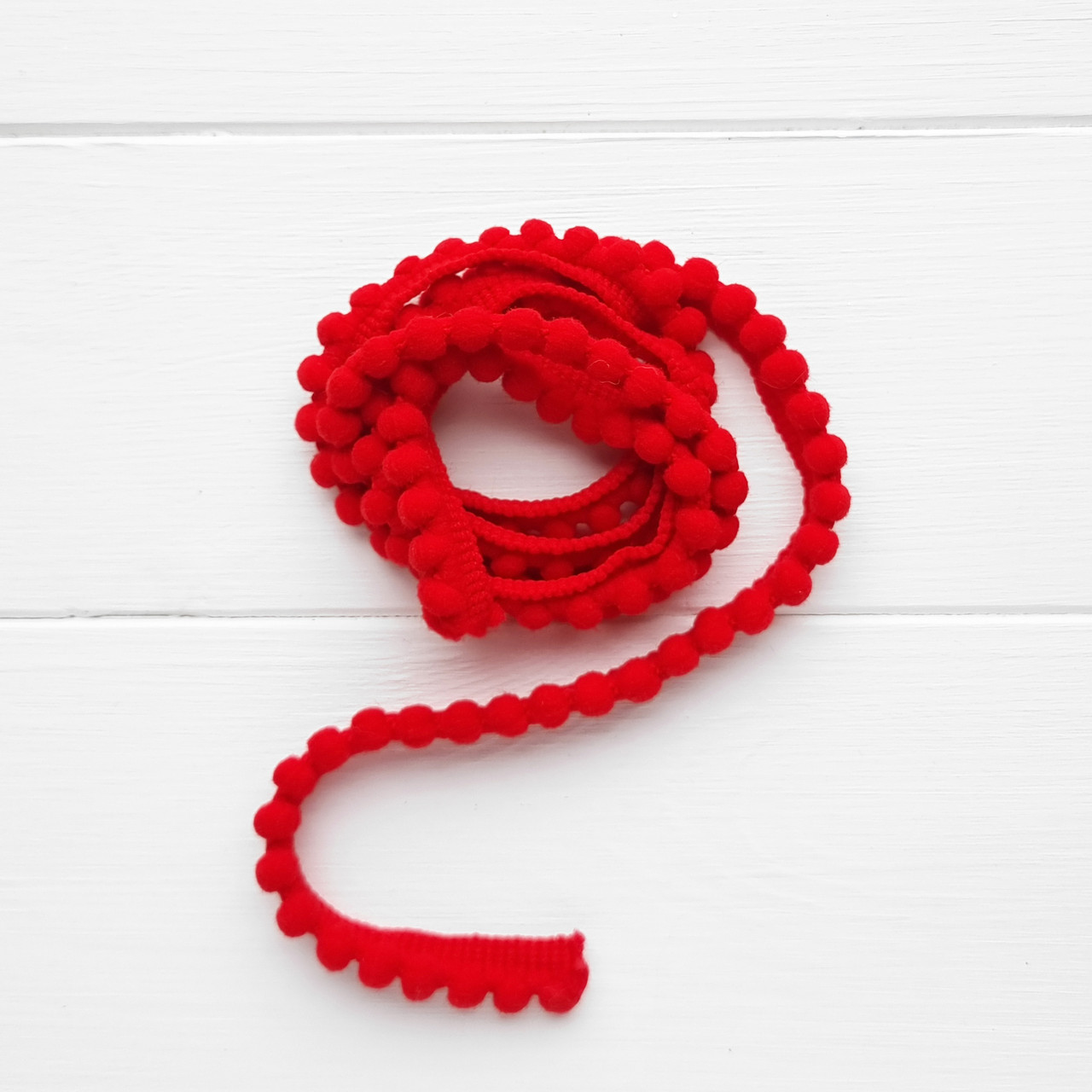 Тесьма з помпонами ЧЕРВОНА, 6 мм, 1 м, фото 1