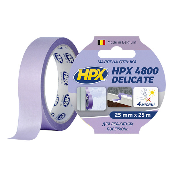 HPX 4800 - 25мм х 25м - малярська стрічка (скотч) для делікатних поверхонь та чітких контурів