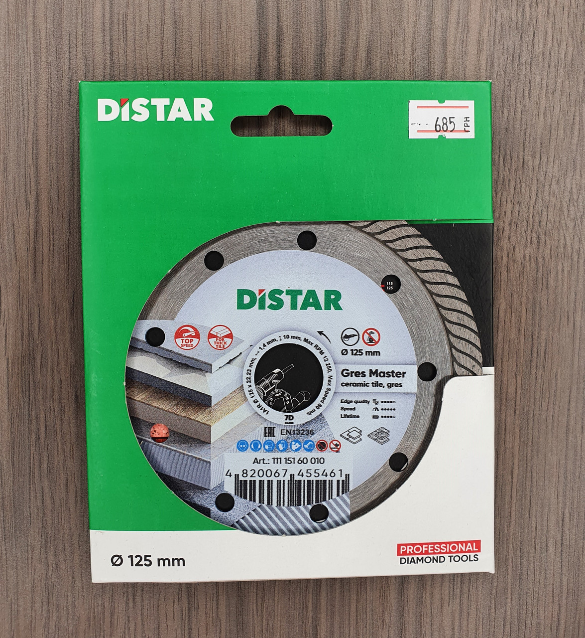 Алмазний диск DISTAR GRES MASTER 125X1,4X10X22,23 (керамограніт + кераміка +мармур+ граніт)