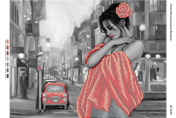 Схема для вишивання бісером БС-3164. ДЕВУШКА В ГОРОДІ, фото 1