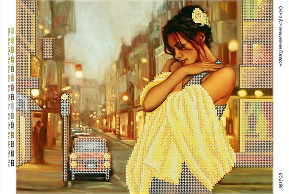 Схема для вишивання бісером БС-3166. ДЕВУШКА В ГОРОДІ 2, фото 1