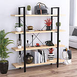 Стелаж Сингл 4-1350 LD Дуб Палена для будинку і офісу. Книжкова етарка для будинку у стилі лофт, фото 2