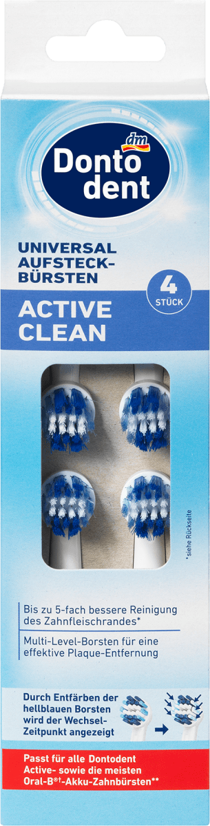 Універсальні насадки для електричної зубної щітки Dontodent Active Clean, 4 шт.