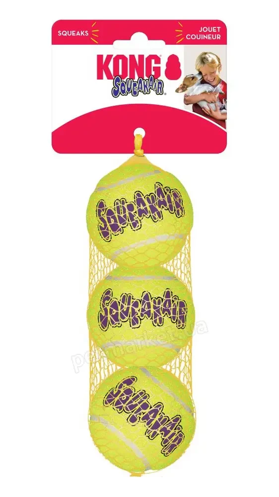Іграшка М'яч Kong SqueakAir Balls з пискавкою для середніх порід собак M (3 шт./уп.)