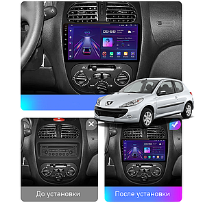 Штатна магнітола Lesko для Peugeot 206 1998-2012 екран 9" 1/16Gb/ Wi-Fi Optima GPS Android Пожо, фото 2