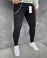 Мужские черные джинсы зауженные укороченные