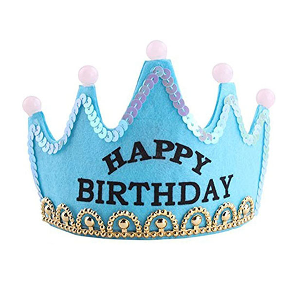 Корона з підсвічуванням "Hapty Birtday", голуба, фото 1