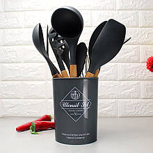 Набір кухонного приладдя 12 предметів графітового кольору Kitchen Set