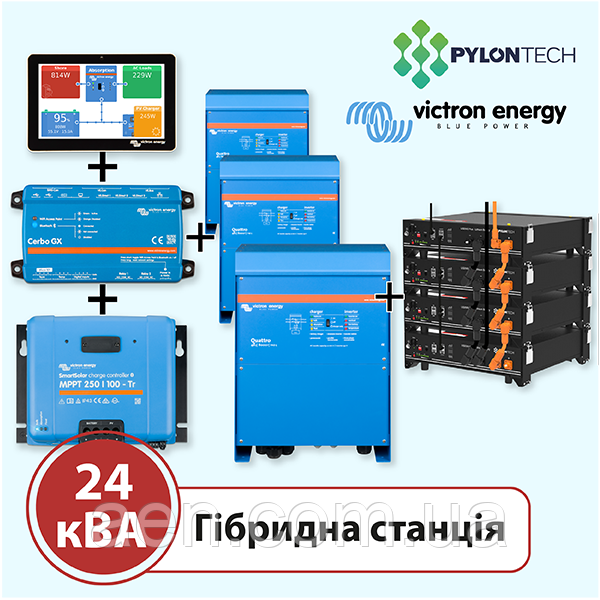 Гібридна станція на 24 кВА (Victron Energy, трифазна)