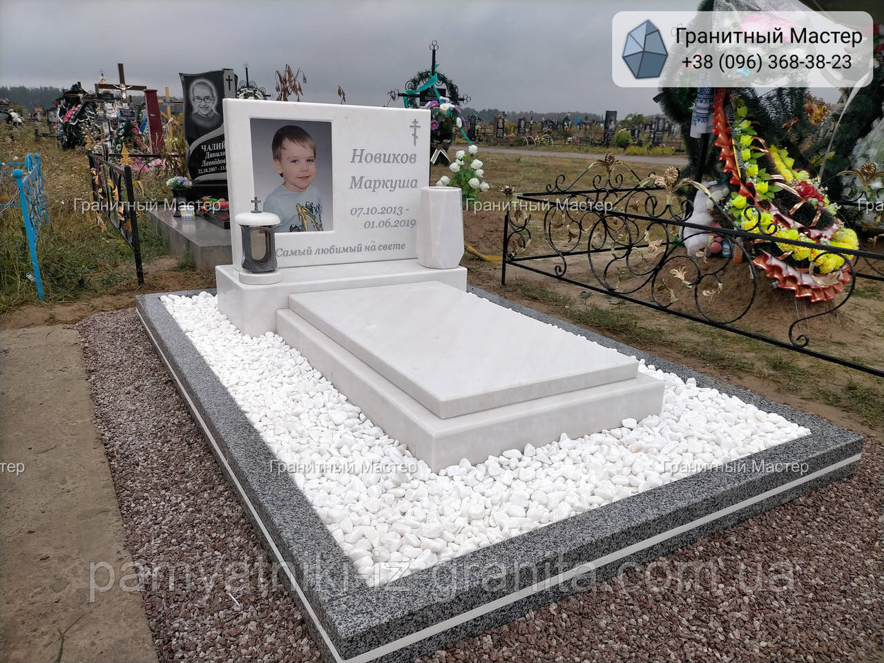 Пам'ятник з білого мармуру дитині № 69