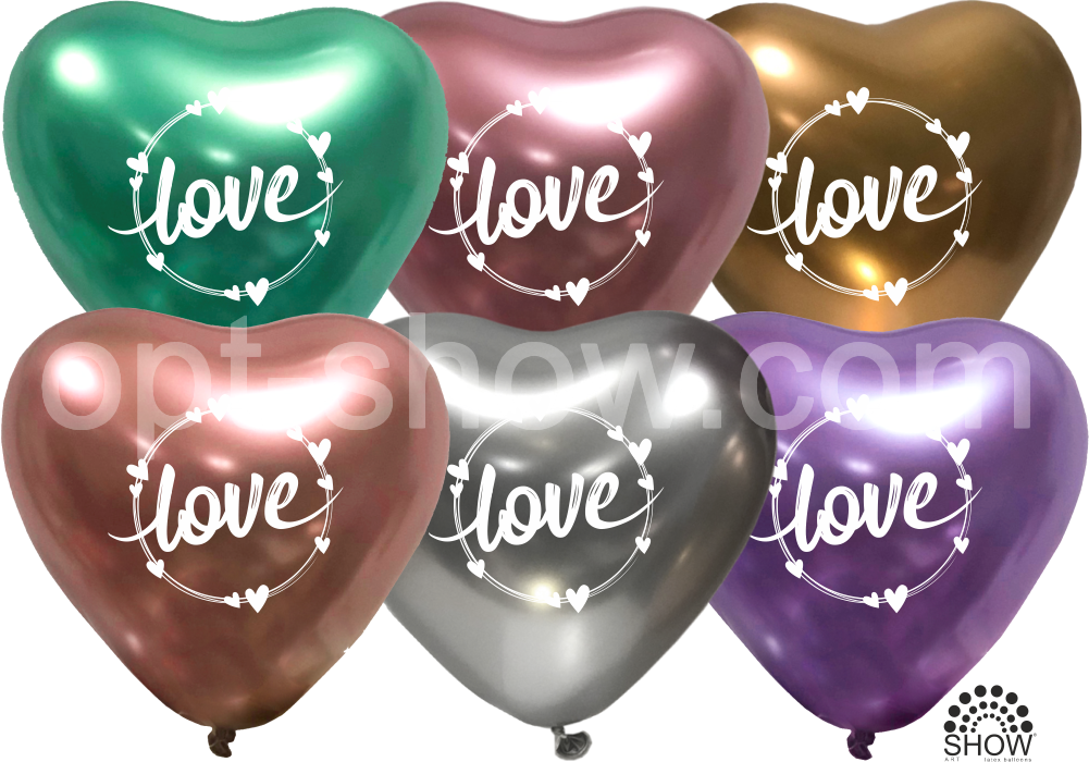 Повітряні кулі Серце I love you кошенята 12"(30 см) хром В упак: 50шт ТМ «КАЛИСАН»