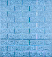 Самоклеющаяся декоративная 3D панель под голубой кирпич 700x770x7 мм