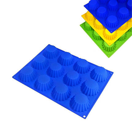 Силіконова форма MagicKitchen №424 для кексів та маффінів 12 в 1, фото 1