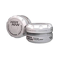 Тонирующий крем-воск на водной основе сильной фиксации Nishman C1 Light Silver Hair Premium Coloring Wax 150мл