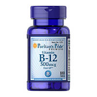 Витамин B-12 (цианокобаламин) Puritan's Pride Vitamin B-12 500 mcg 100 tablets