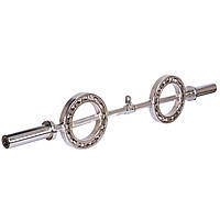 Гриф для штанги сталевий хромований Олімпійський c обертовими ручками Record TA-3270 довжина 1,2м ø52мм хром