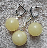 Набір Сережки та Кулон з 100% натурального пейзажного бурштину вага 8,5 г кулі 14 і 16 мм, фото 2