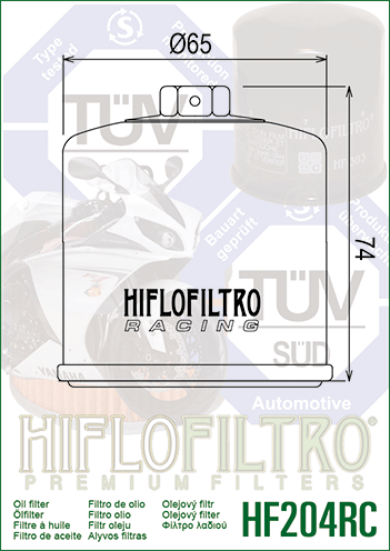 Фильтр масляный HIFLO FILTRO RACING (HF204RC) - фото 2 - id-p362418499