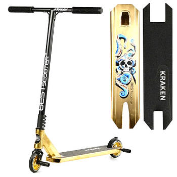 Самокат трюковий Kraken (HIC-система, ПЕГІ, колеса PU 110мм) Best Scooter KR-93091 Золотистий