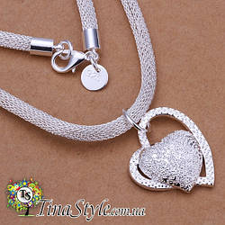 Підвіска кулон серце велике LOVE товста ланцюжок стерлінгове срібло 925 для закоханих тіффані tiffany