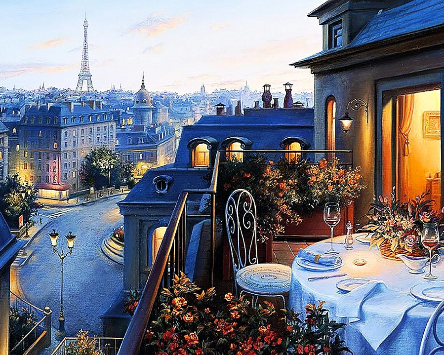 Алмазна мозаїка Французький вечір My-Art TN1040 (40 x 50 см) на підрамнику, фото 1