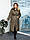 Женское теплое стеганное пальто с капюшоном с поясом батал, фото 4