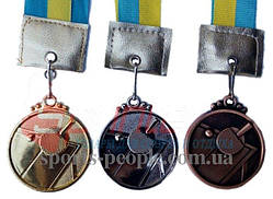 Медаль спортивна, для настільного тенісу (пінг-понгу): 1, 2, 3 місце, Ø 5 см, з українською стрічкою