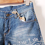 Жіночі джинсові шорти жіночі з вишивкою, фото 3