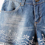 Жіночі джинсові шорти жіночі з вишивкою, фото 4