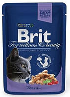 Вологий корм Brit Premium Шматочки з тріскою для котів - 100 г