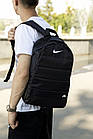 Чоловічий портфель Nike Air чорний рюкзак сумка для ноутбука з коженой вставкою, фото 2