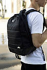 Чоловічий портфель Nike Air чорний рюкзак сумка для ноутбука з коженой вставкою, фото 3