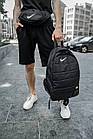 Чоловічий портфель Nike Air чорний рюкзак сумка для ноутбука з коженой вставкою, фото 7