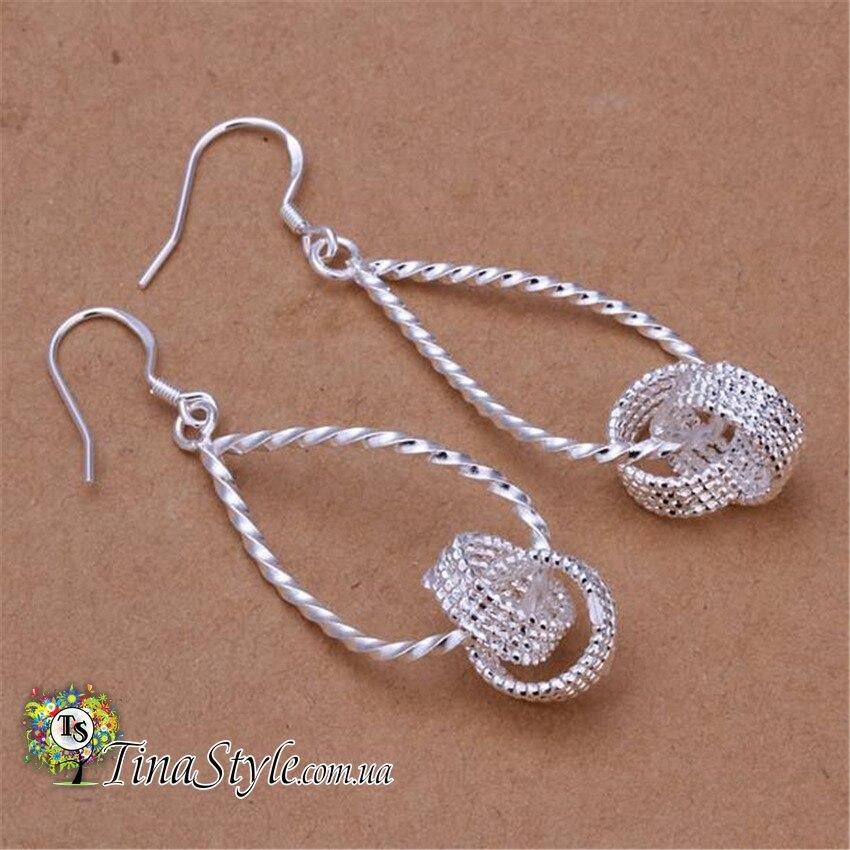 Сережки сережки кулі намистини довгі стерлінгове срібло 925 проби тіффані tiffany, фото 1