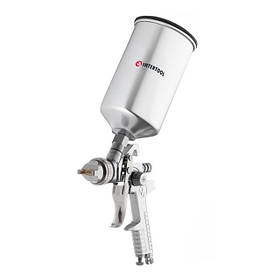 Пневматичний фарборозпилювач INTERTOOL PT-0107, HVLP, форсунка 1.3 мм, верхній металевий бачок 1000мл, 3бар.