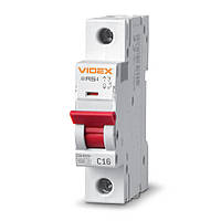 Автоматический выключатель VIDEX RESIST 1п 16А С 4,5кА (VF-RS4-AV1C16) (12/120)