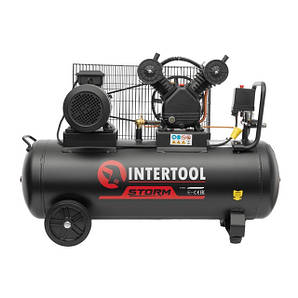 Компресор INTERTOOL PT-0013, 100 л, 3 кВт, 380 В, 8 атм, 500 л/хв, 2 циліндра