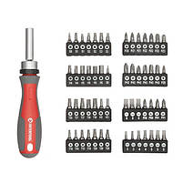 Викрутка реверсивна з комплектом насадок INTERTOOL VT-3361 57 од, фото 2