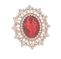 Камінь в ажурній оправі золото 2,4*2,8 см червоний