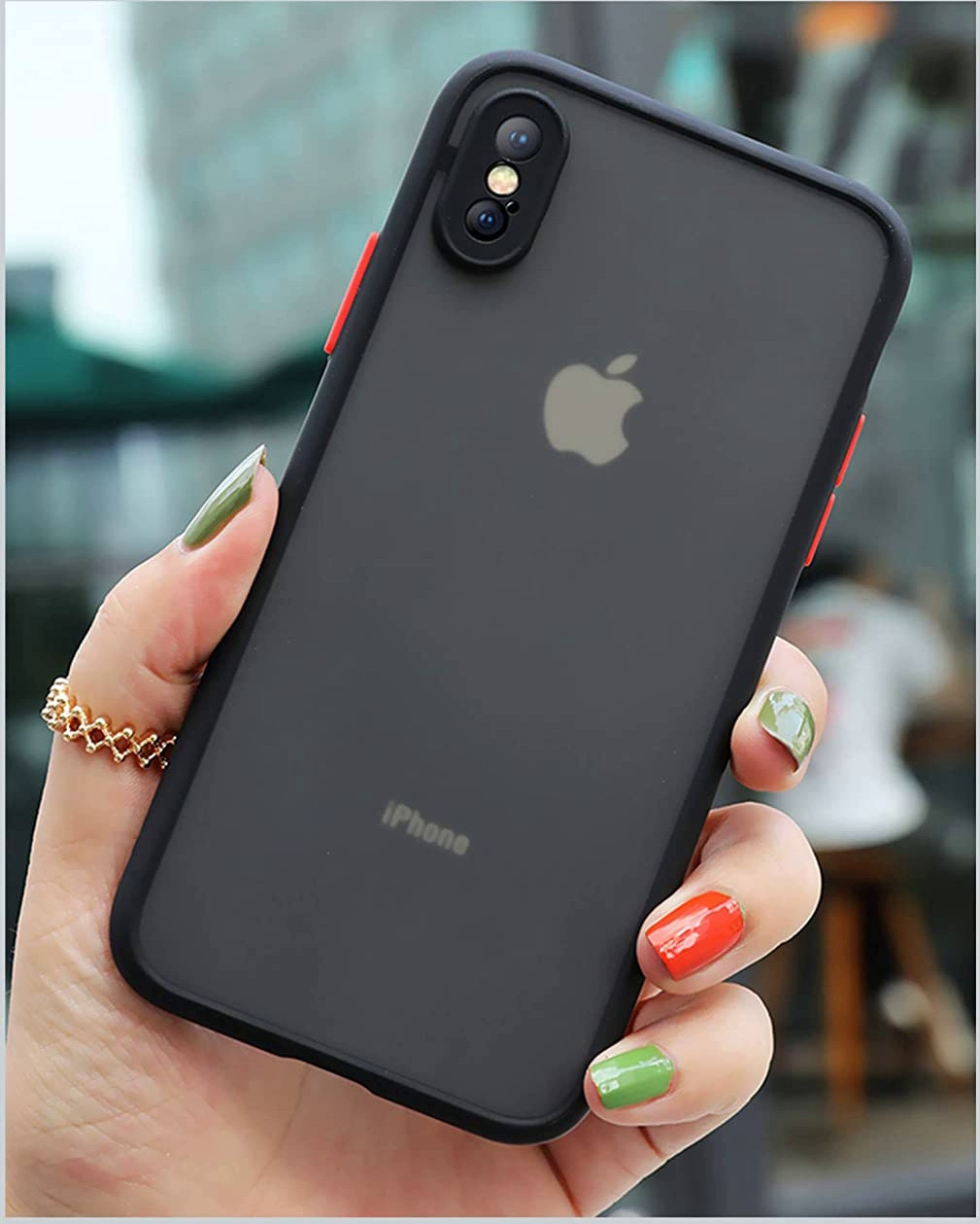 Протиударний матовий чохол для iPhone Xs чорний бампер-захист камери