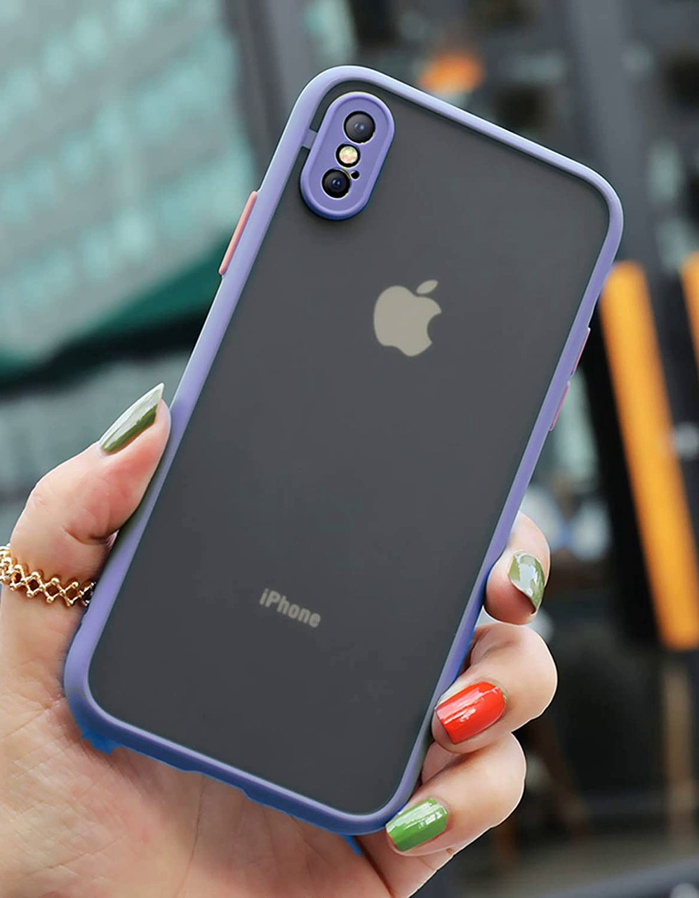 Протиударний матовий чохол для iPhone Xs фіолетовий бампер-захист камери