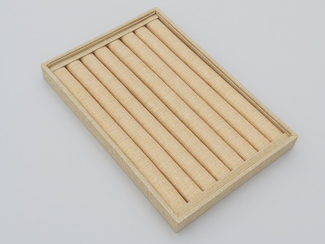 Планшет-вітрина для кілець та сережок пшеничного кольору (лен), ширина 35 см