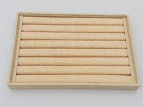 Планшет-вітрина для кілець та сережок пшеничного кольору (лен), ширина 35 см, фото 2