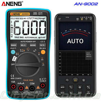 ANENG, AN9002, Bluetooth-мультиметр TrueRMS, точність: ±0,5%, відліків: 6000, NCV, температура