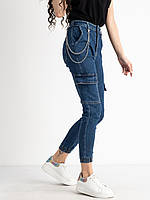 Женские джинсы МОМ, джоггеры с карманами, с цепочкой M. Sara (Lee). Зауженные джинсовые брюки свободного кроя. XL
