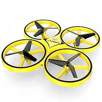 Квадрокоптер дрон TRACKER DRON Pro Original с сенсорным управлением на руку, жестами Желтый