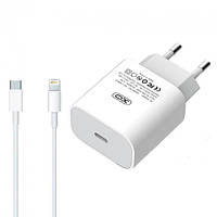 Зарядний пристрій XO PD L40 18W/1 USB-C + Lightning White